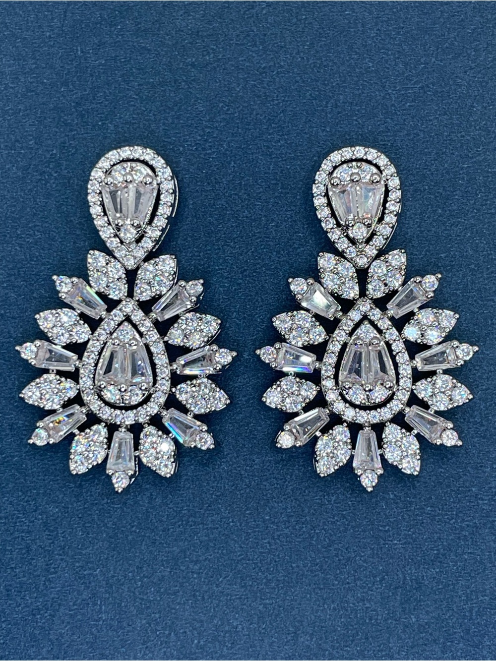 Swarovski Crystal Elements White Swarovski Crystal Art Deco Statement Earrings